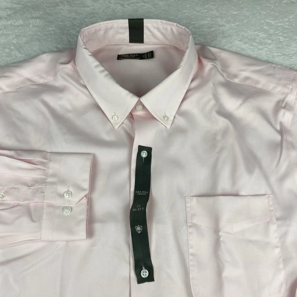Oak Hill Premium Dress Shirt Mens 19-36/37 TALL Pink Regular Fit No Iron NWT!